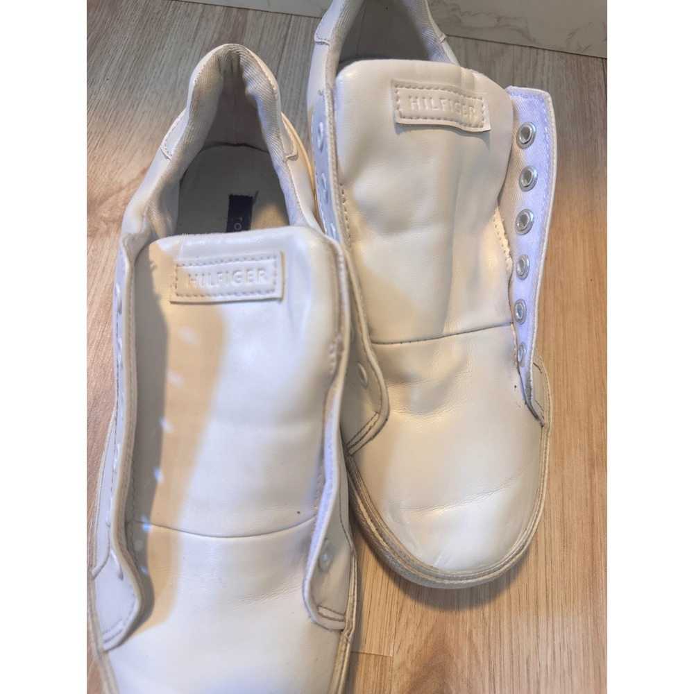 Tommy Hilfiger White Leather Laceless Slip On Sneakers Casual Shoes - Picture 7 of 9